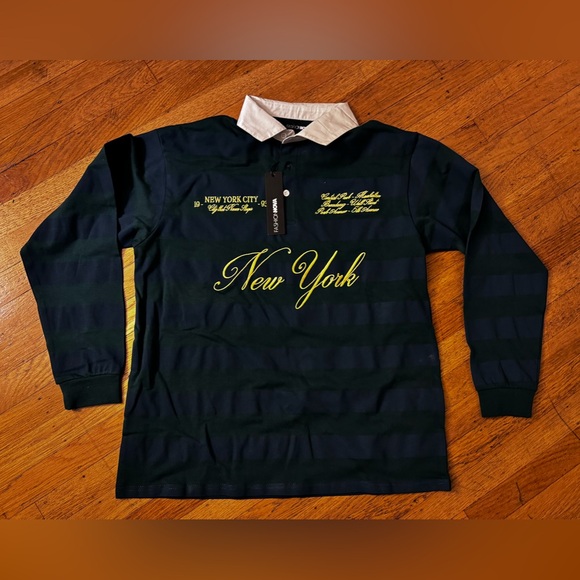 Fashion Nova Small New York Striped Polo atop NEW - Picture 1 of 7